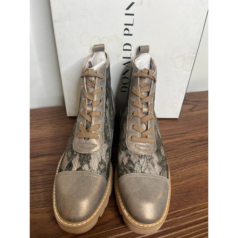 NEW Donald Pliner Eliaa Light Bronze Lace Lug Sole Boots sz 9.5 Boho Glam Sheer - Picture 8 of 11